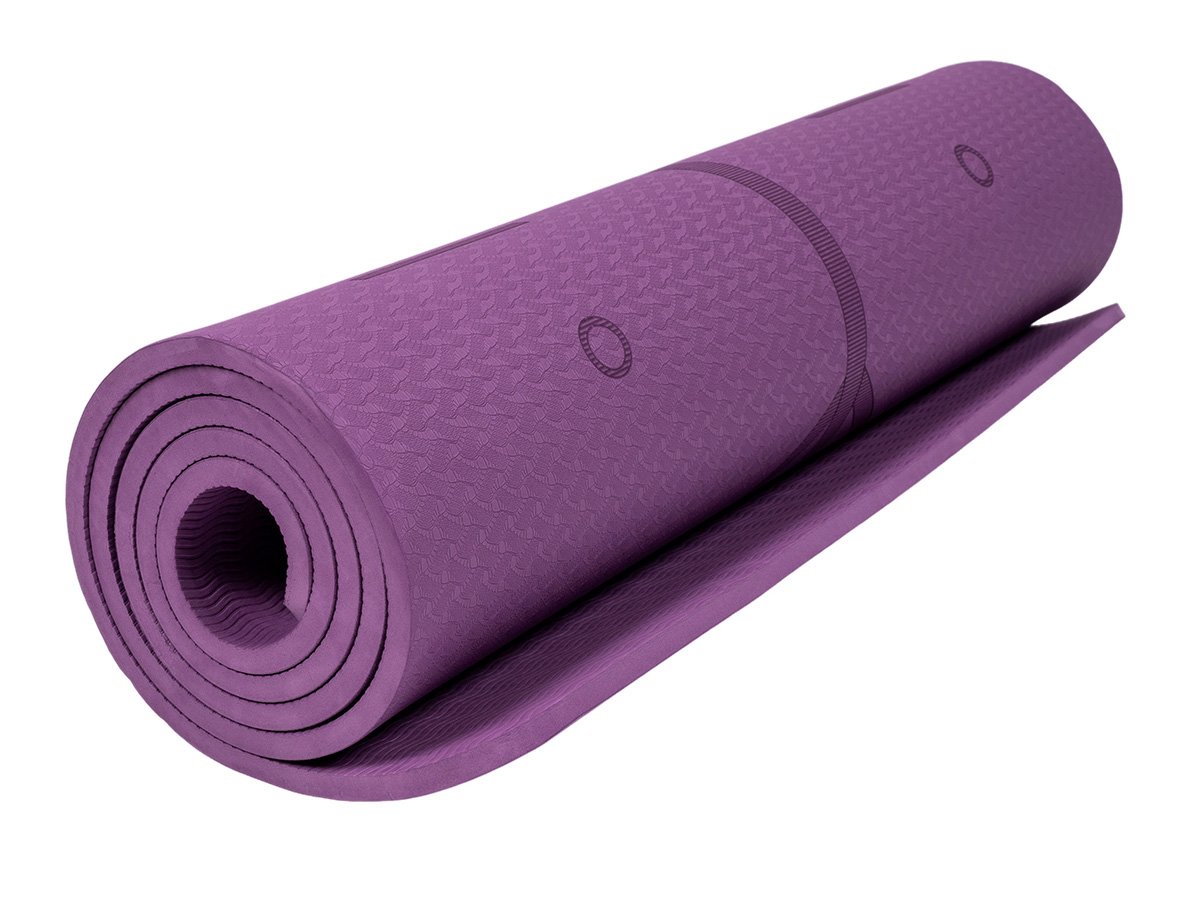 ACRA YOGA MAT fialová, s pozičními liniemi