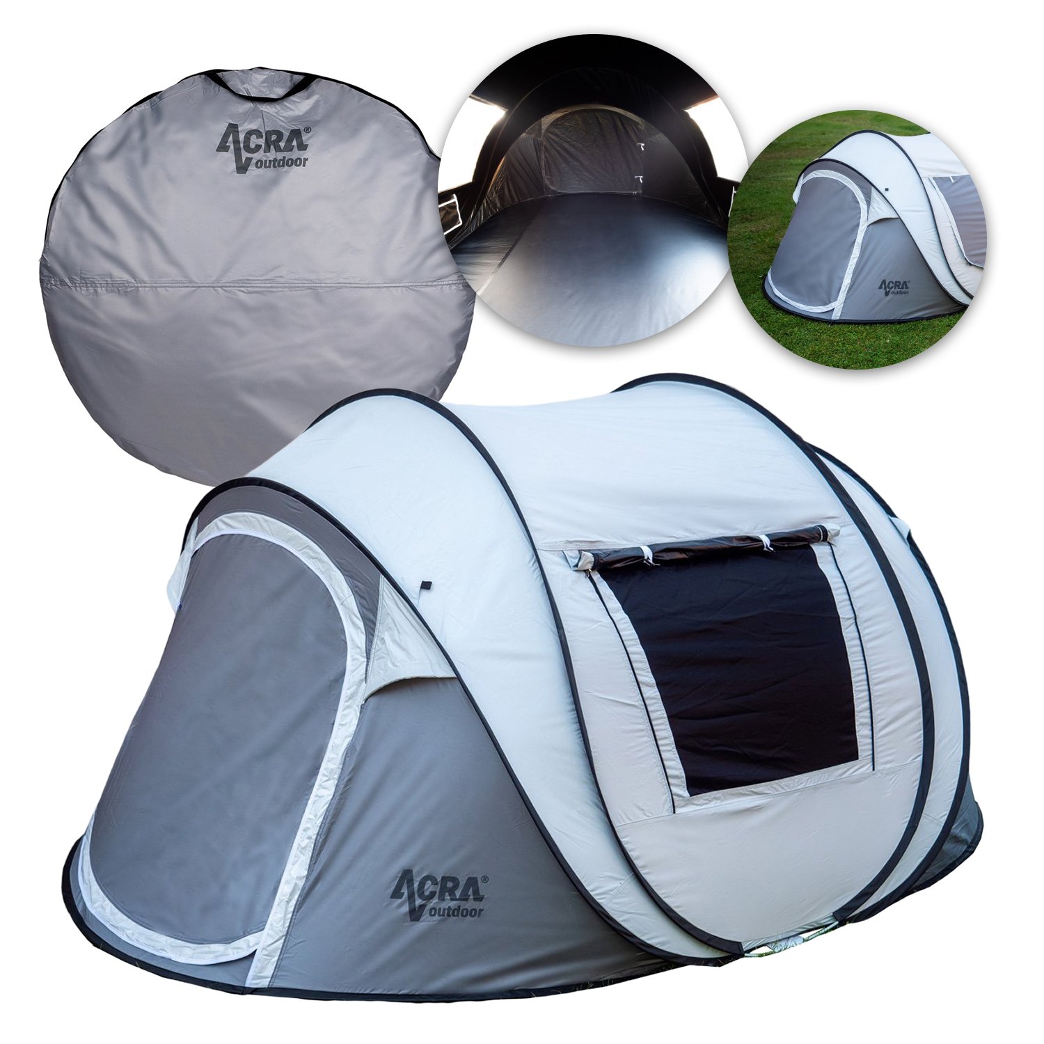 Acra Outdoor ST31 samorozkládací stan pro 2-3 osoby/2seconds - stříbrný se zatmavením
