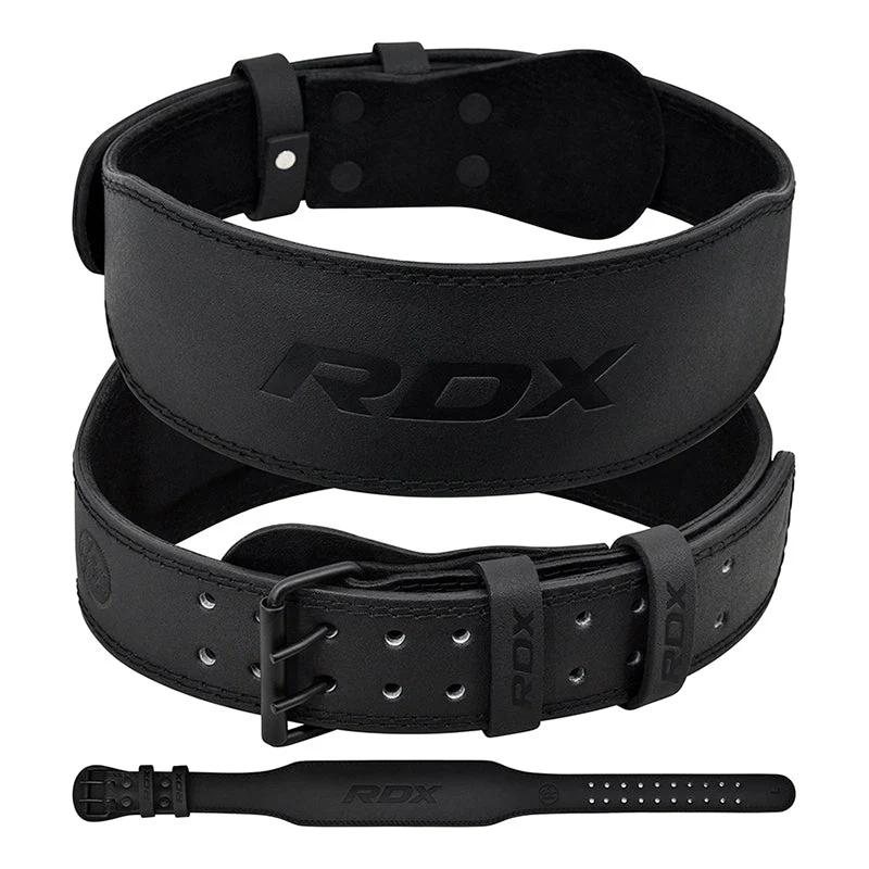 RDX Vzpěračský opasek GYM BELT 4palcový kožený, celočerný, 2XL
